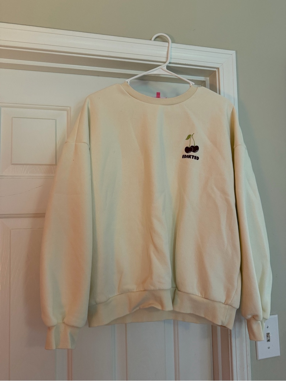 Flattered Cream Sweatshirt with Cherry Motif